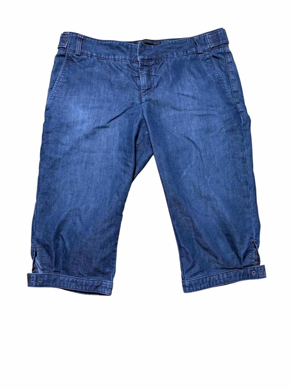Denim Capris - Deep Blue with Buckle Detail on Bottom